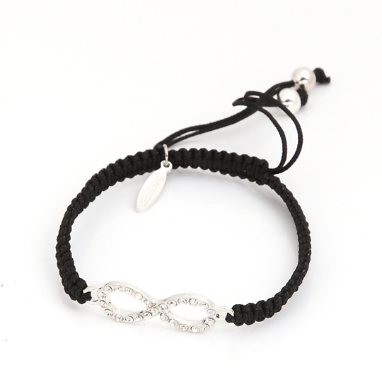 Black Cord silver infinity with stones