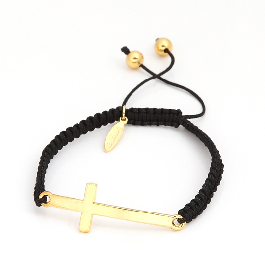 Black Cord with gold plain cross