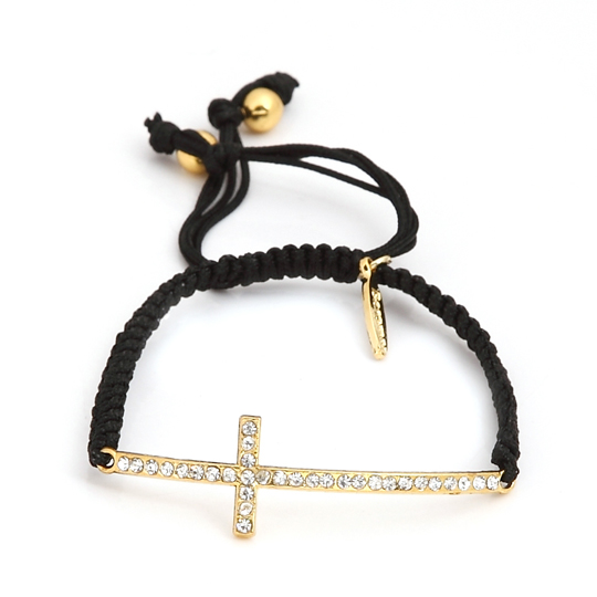 Black Cord with gold cross