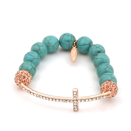 Turquoise rose gold cross