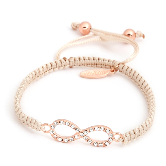 Cream Cord rose gold Crystals Infinity