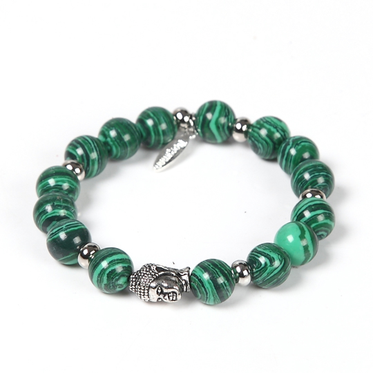 green beads with silver buddha