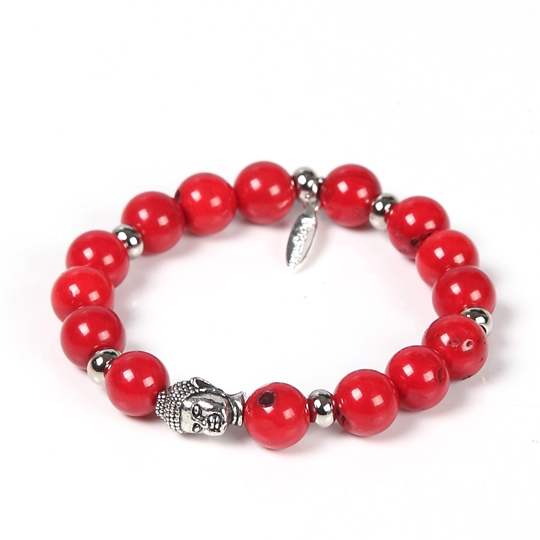 Buddha Red Coral beads bracelet